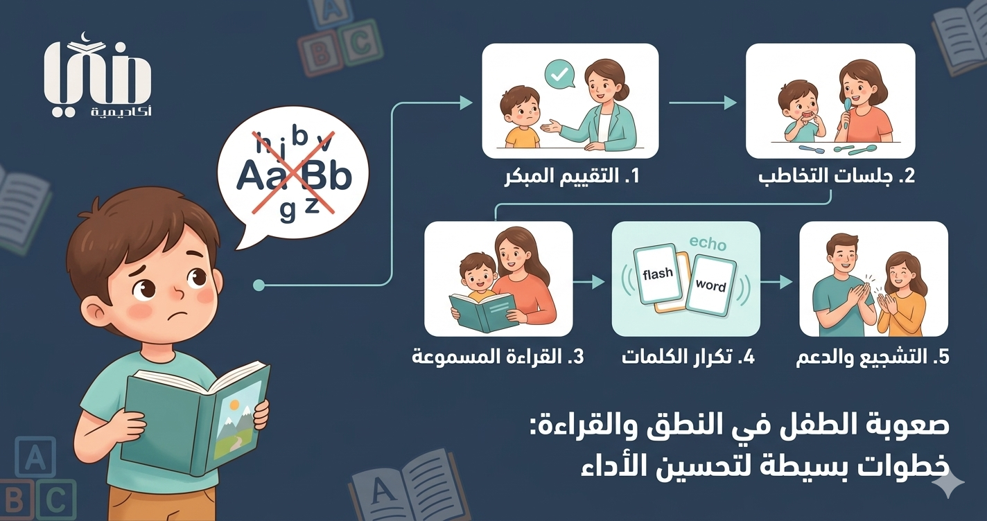 صعوبة الطفل في النطق والقراءة: خطوات بسيطة لتحسين الأداء